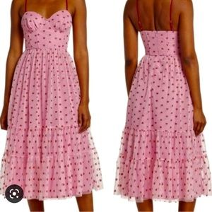 Betsey Johnson Valentine's Metallic Heart Print Mesh Midi Dress
